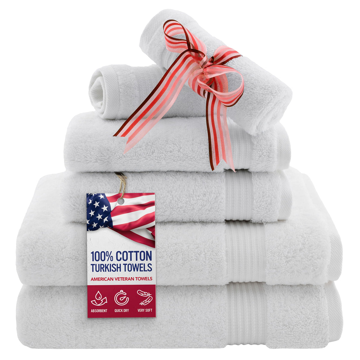 American Veteran Towel, 100% Cotton Turkish Bath Towels for Bathroom 4 Pack, 27x54 Extra Large Premium Soft Drying Bathroom Towels, Navy Blue