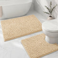 Bathroom Rugs Sets 2 Piece,Super Absorbent Soft,Thick,Machine Washable Chenille Bath Mat,Non Slip Toilet Floor Rug,Bath Mats for Bathroom,20x32 Plus 20x20 U Shape,Light Grey