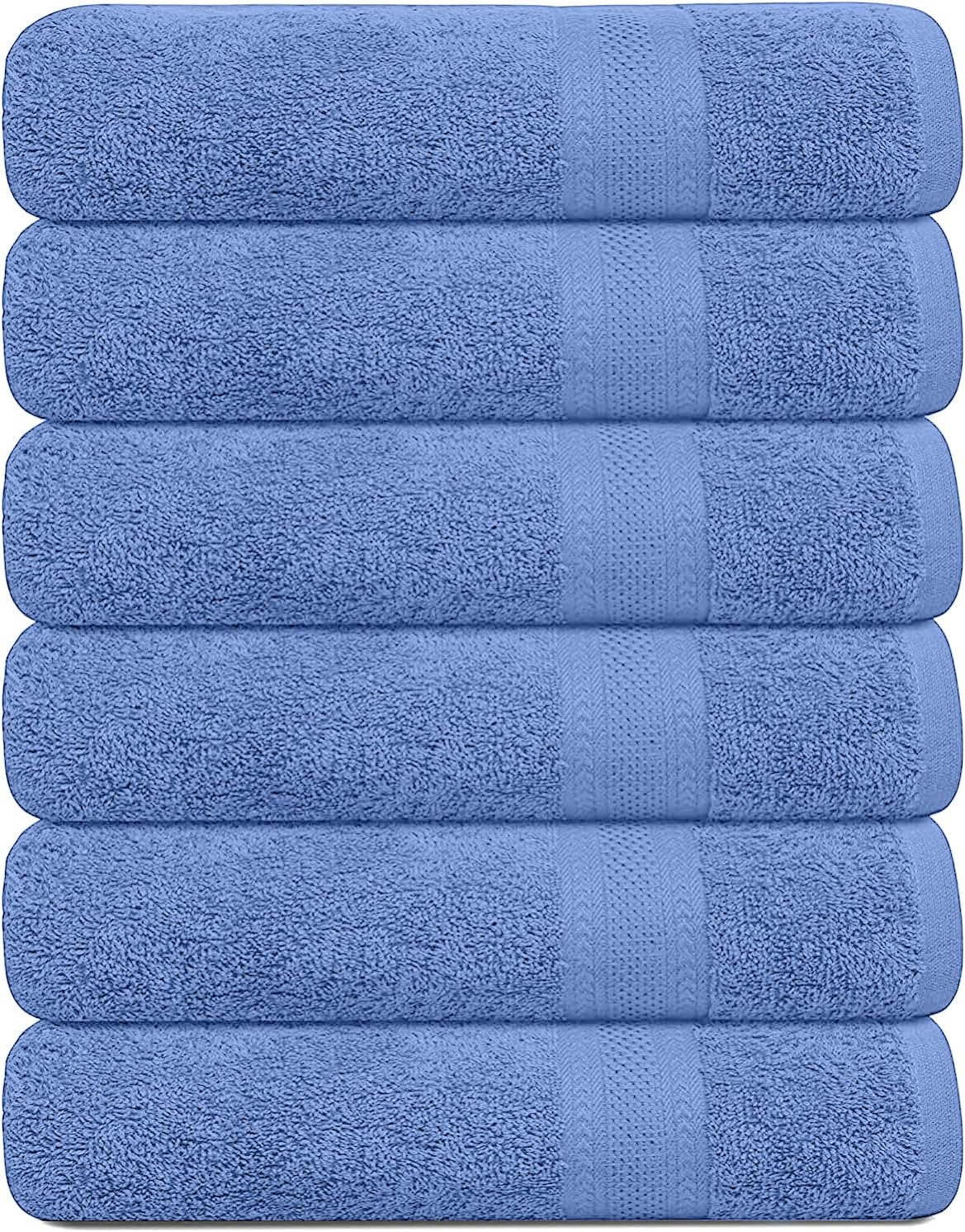 KAHAF COLLECTION 100% Cotton Bath Towel Set, White 24x48 Pack of 6 Towels, Quick Dry, Highly Absorbent, Soft Feel Towel, Gym, Spa, Bathroom, Shower, Pool, Luxury Soft Towels Light-Weight