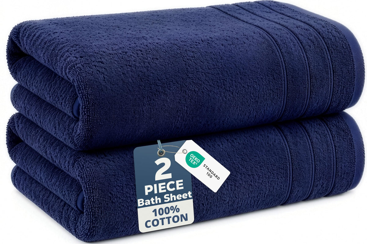 Casa Platino Bath Towels 100% Cotton 2 Piece Soft Absorbent - White