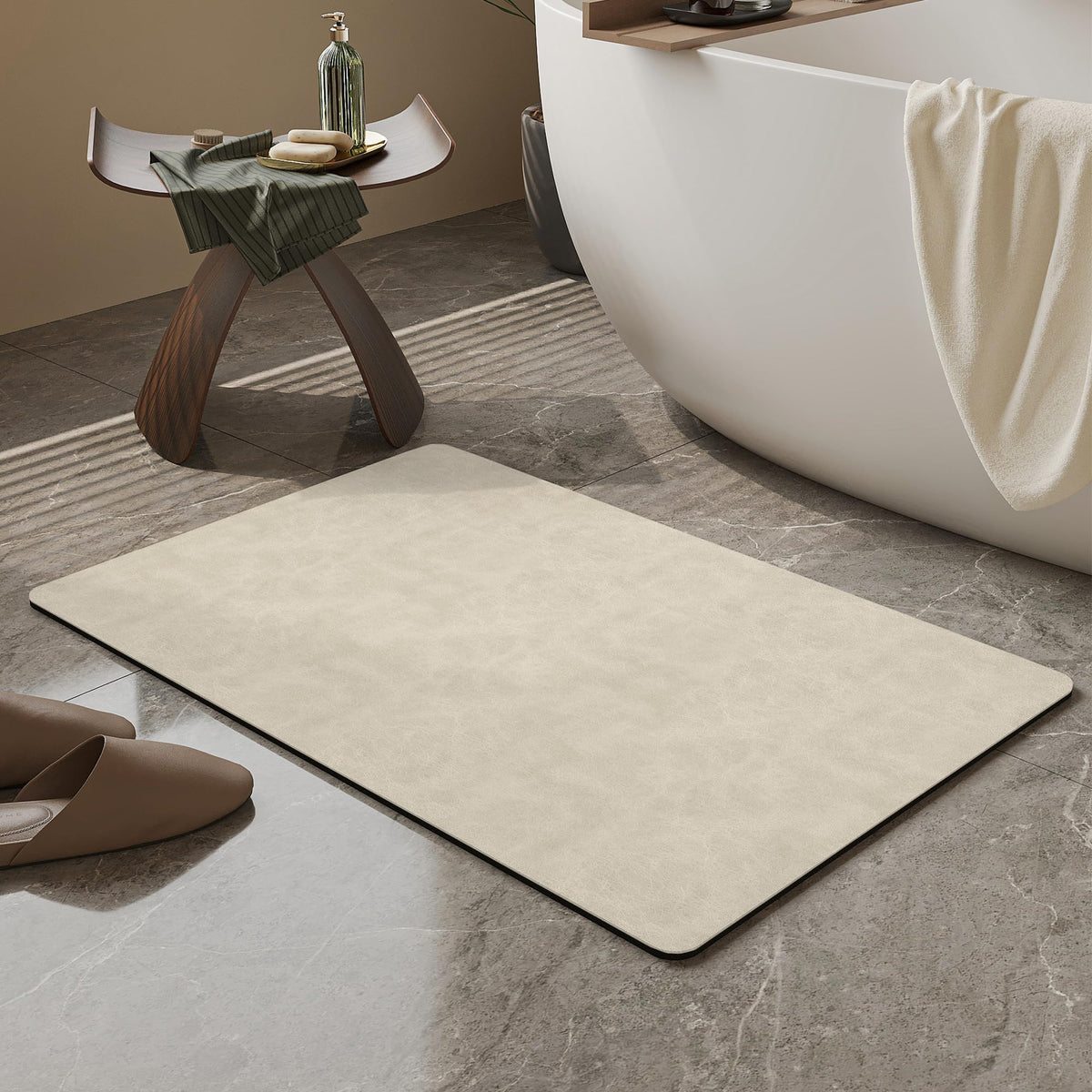 Mecko Bath Mat 16"x24",Ultra Thin Bathroom Rug fit Under Door Light Grey