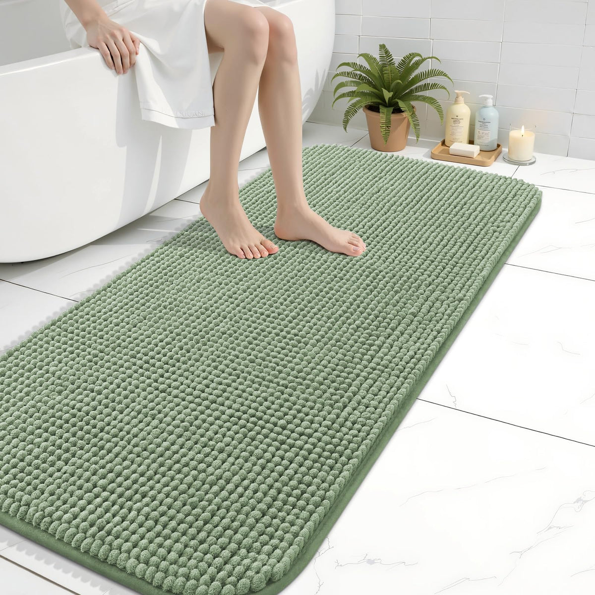 Arotive Chenille Bathroom Rugs 30x20, Soft Absorbent Bath Mat, Grey