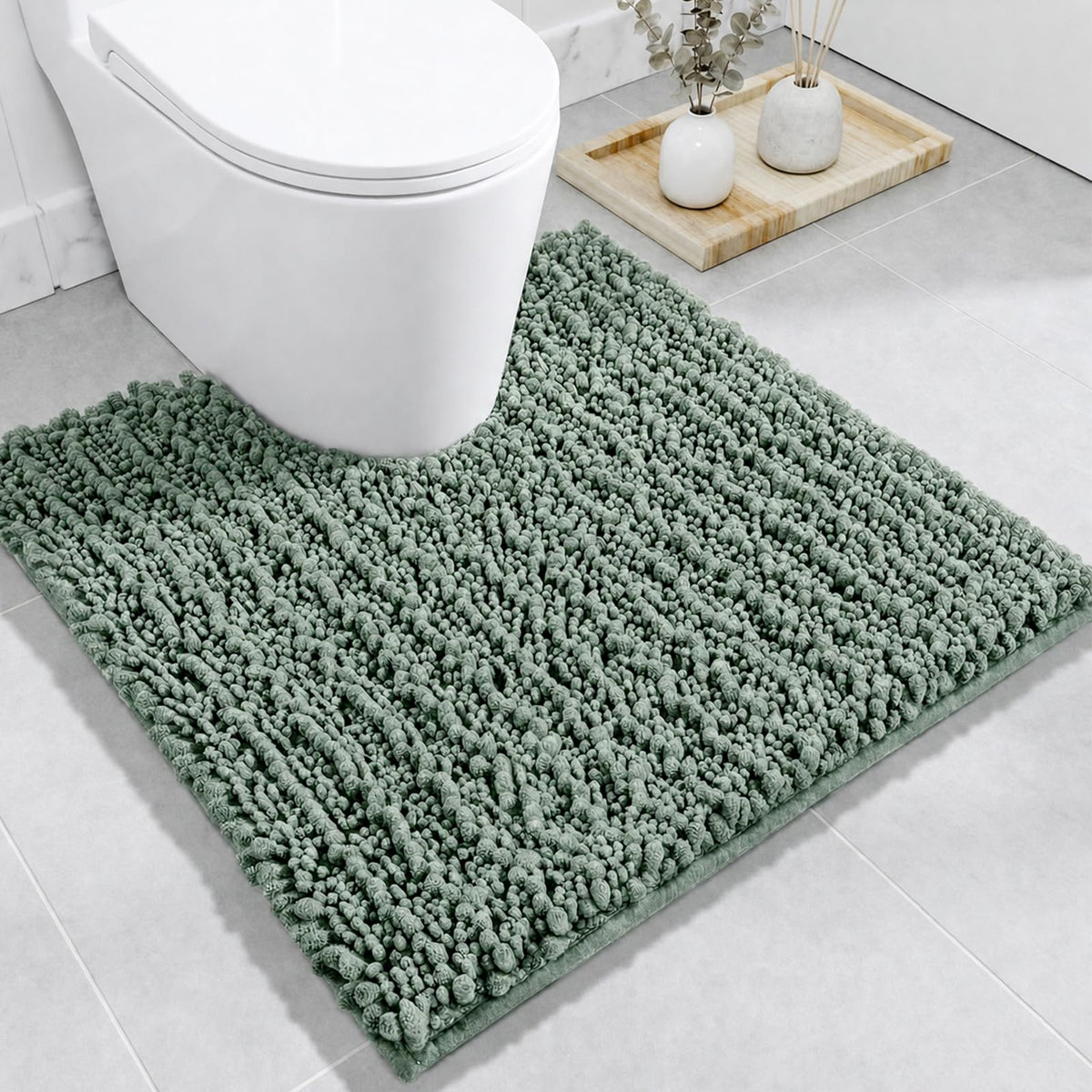 Disolla Small Bath Mat 17x24 Inch - Chenille Navy Blue Bathroom Rug, Extra Soft Absorbent Plush Shaggy Bathmat, Non-Slip Machine Washable Floor Mat for Shower, Tub and Sink