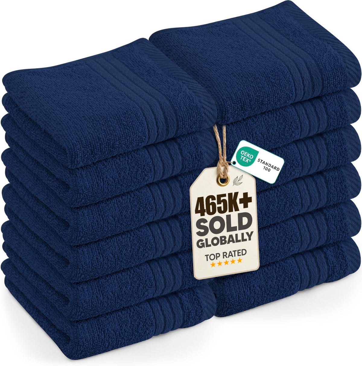 Utopia Towels 12 Pack Premium Wash Cloths, 12x12 in, 100% Cotton, Black