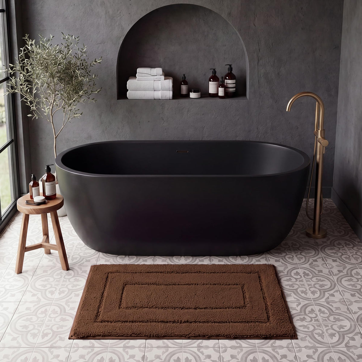 GRANNY SAYS Gray Bathroom Rug 20" x 30", Non-Slip Microfiber Bath Mat
