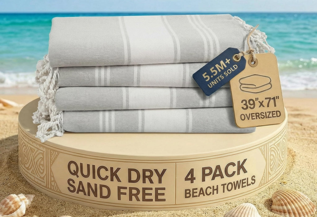 LANE LINEN Turkish Towels 6 Pcs, Beach Towels Oversized, Soft - Beach Party