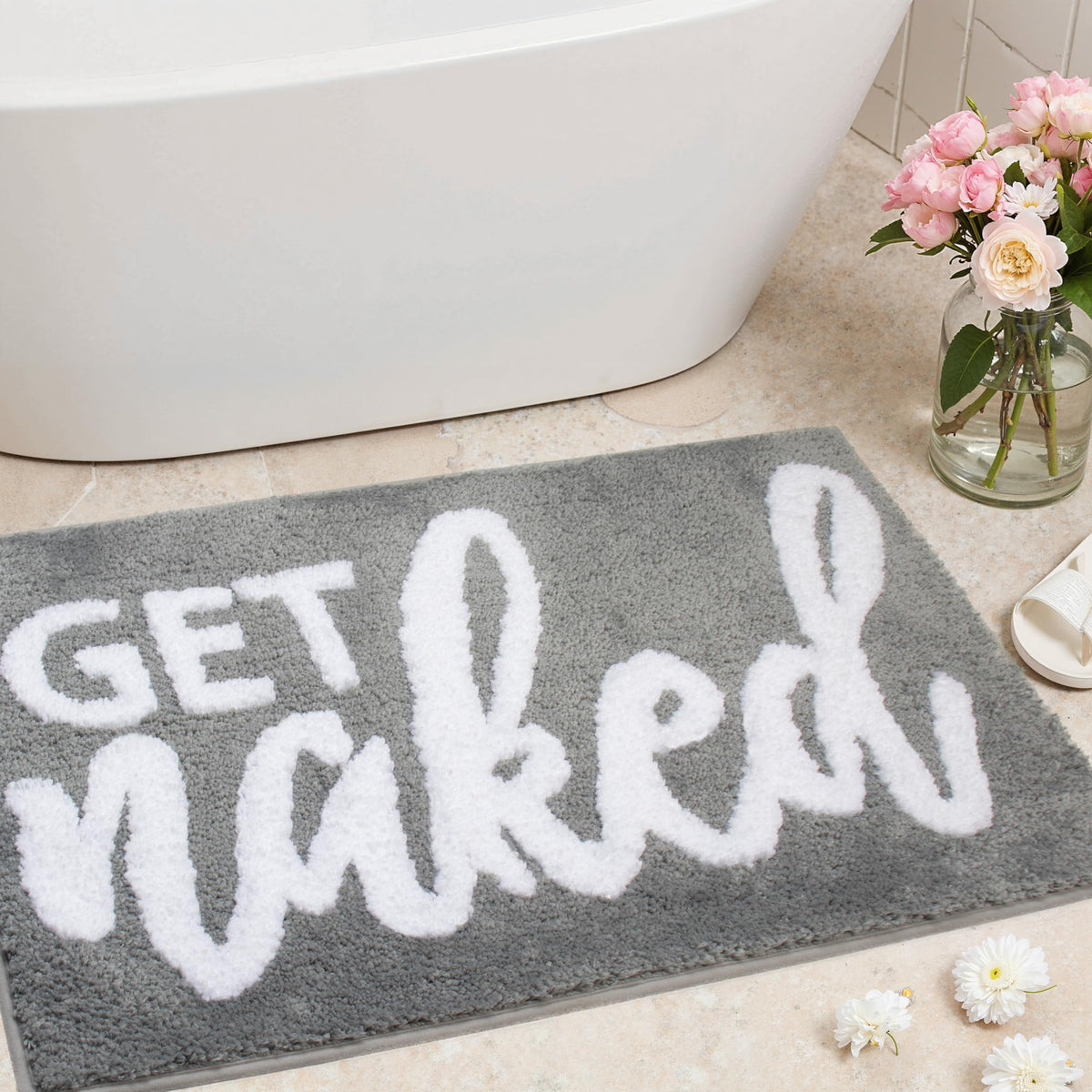 KOEXM Get Naked Bath Mat Black Cute Bathroom Rugs 16" x 24" Non Slip