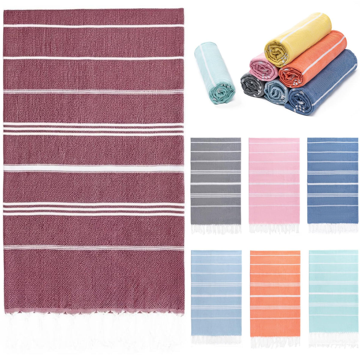 Turkish Beach Towel, 36"x71" Quick Dry Sand Free Oversized Towel, Aqua
