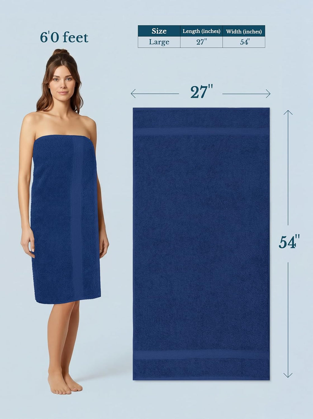 Utopia Towels 4 Pack Premium Bath Towels, 27x54 in, 600 GSM Cotton Navy Blue