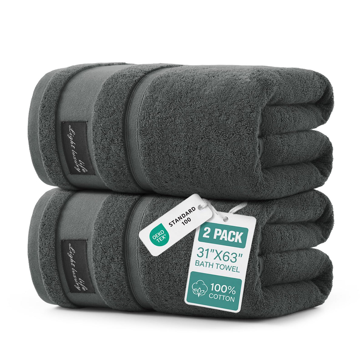 REDKISS 2 Pack Bath Towels Large 32x63 Inches, Heavyweight 760G - Pink