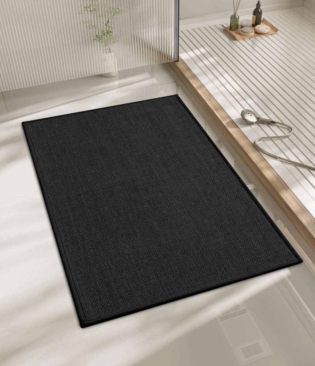 chakme Bathroom Rugs Mat 24x17, Ultra Thin Non Slip Bath Mat Small Quick Dry Absorbent Bath Mat for Bathroom Floor, (Dark Beige, 24"x17")