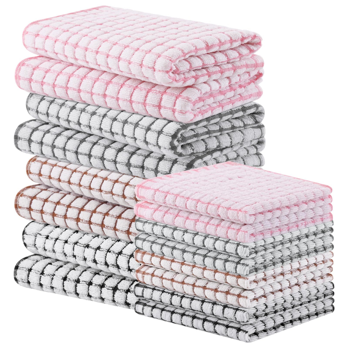 Homaxy Kitchen Towels and Dishcloths Set, Set of 8, Blue/Yellow/Red/Green