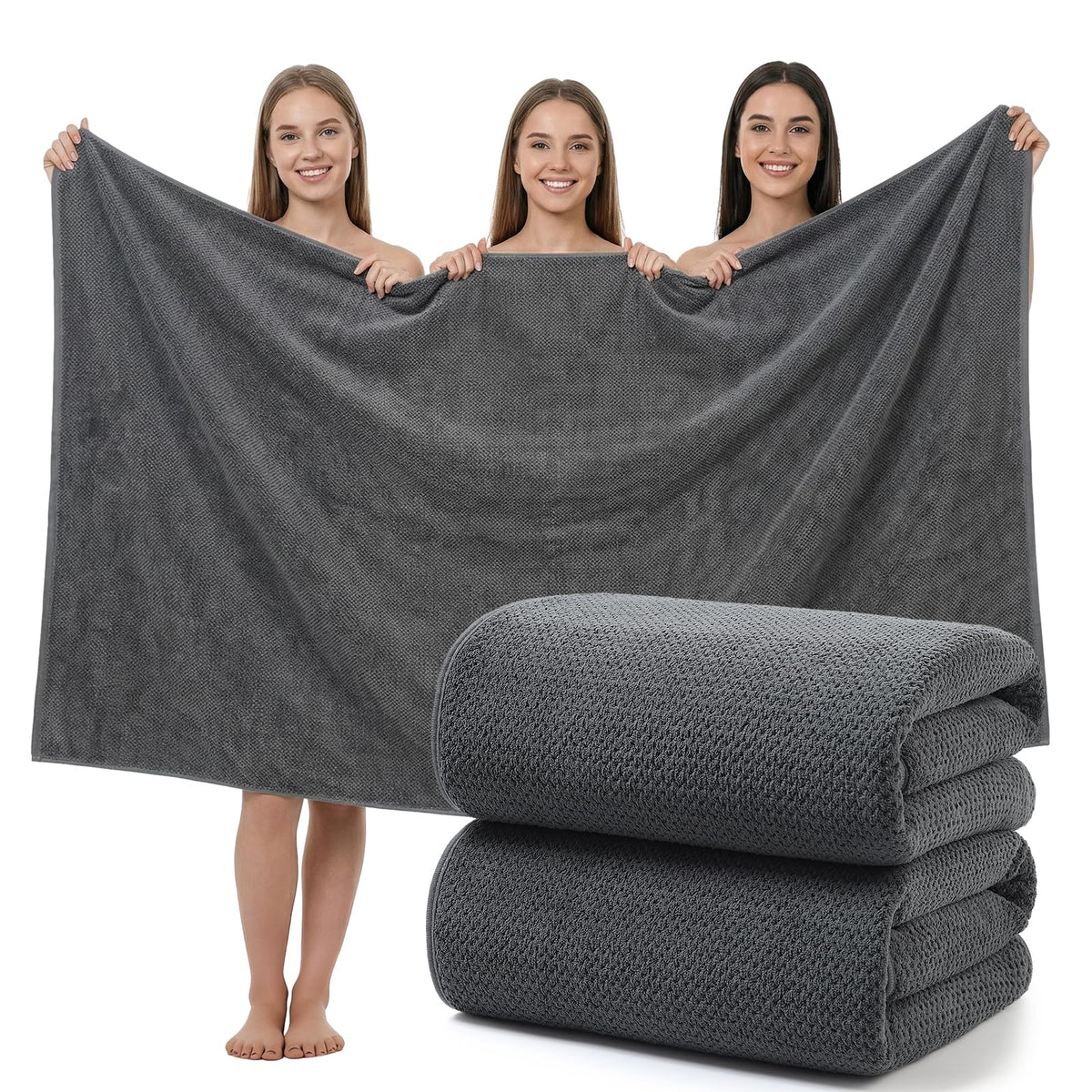 REDKISS Pack of 1 Jumbo Bath Sheet, 40 x 80 Inches Microfiber Oversized Bath Towel for Bathroom, Extra Large & Lightweight, Quick-Dry, Super Soft & Highly Absorbent, Perfect to Wrap Yourself In, Black