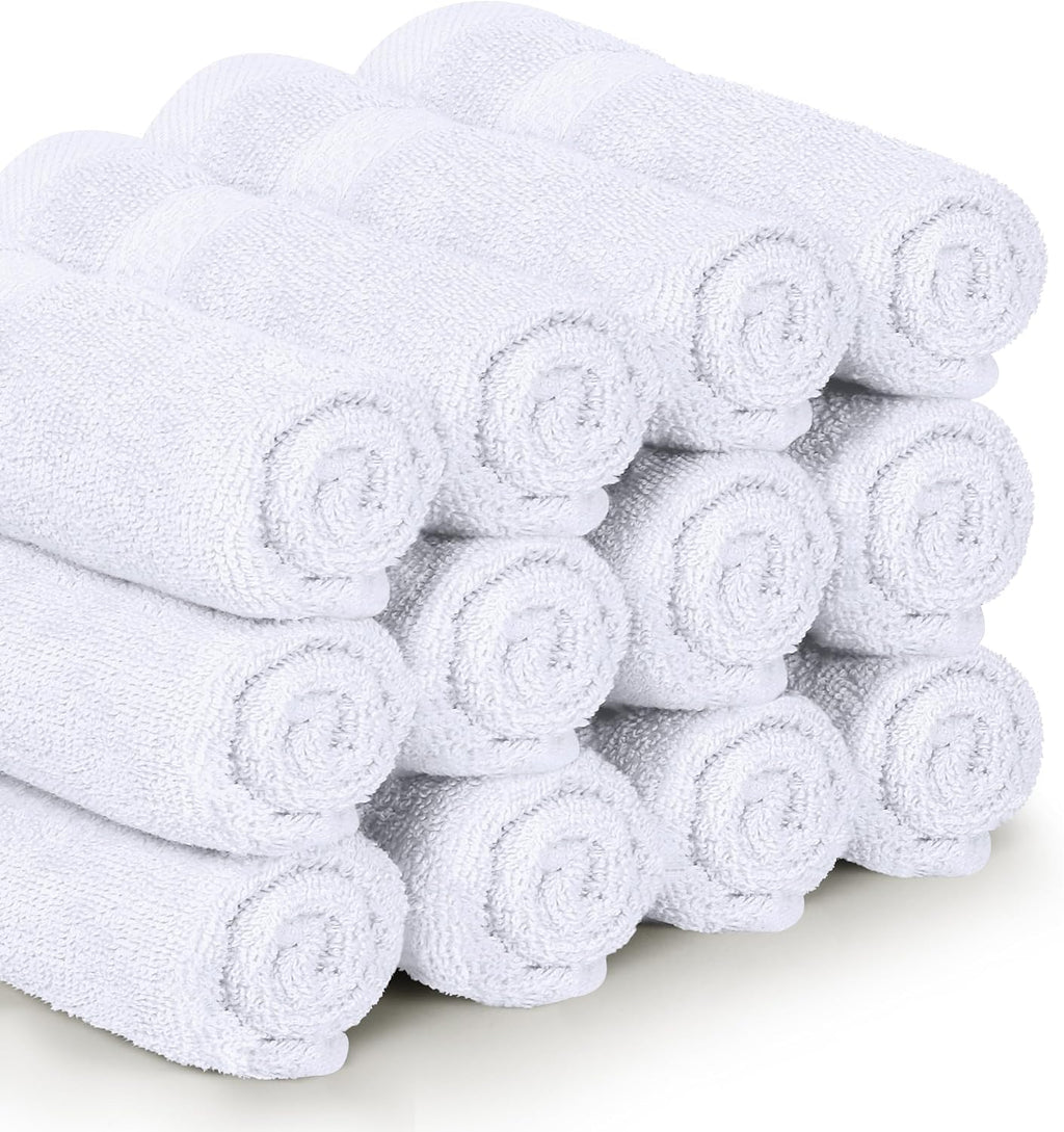 Utopia Towels 12 Pack Premium Wash Cloths, 12x12 in, 100% Cotton, White