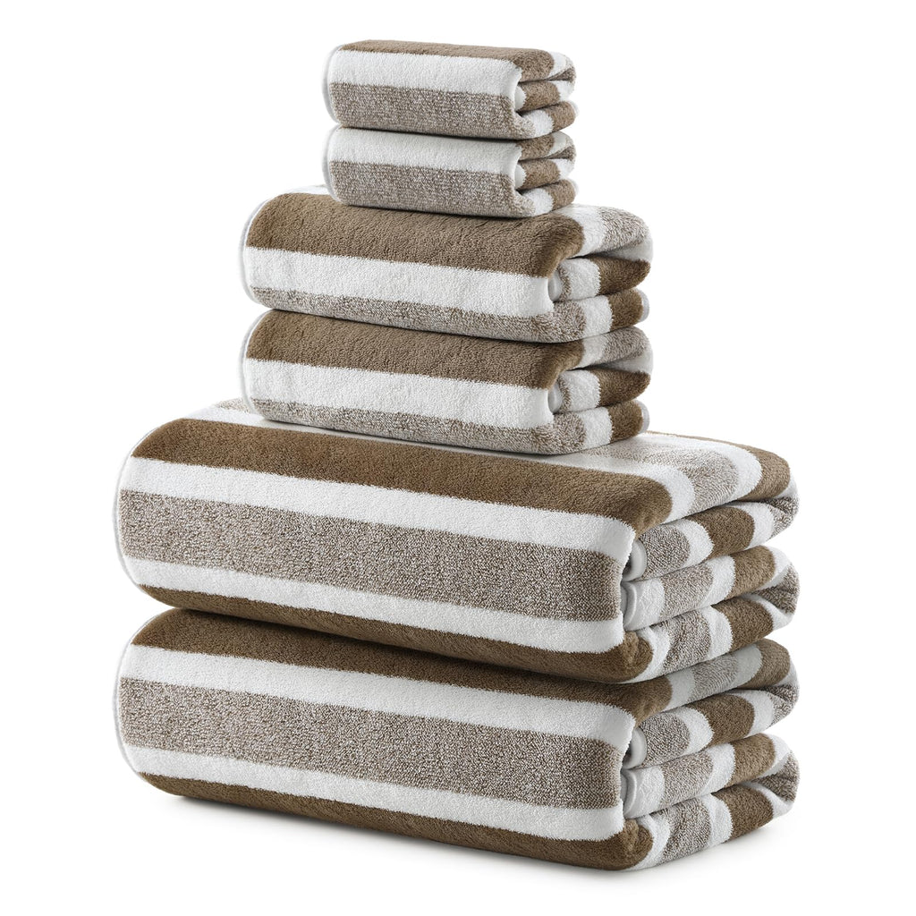 REDKISS 6-Piece Microfiber Bath Towel Set, Ultra Soft, Highly Absorbent & Quick Dry, 35x70 Inch Oversized, Taupe Towels for Bathroom, Spa, Gym, 2 Bath 2 Hand 2 Washcloths