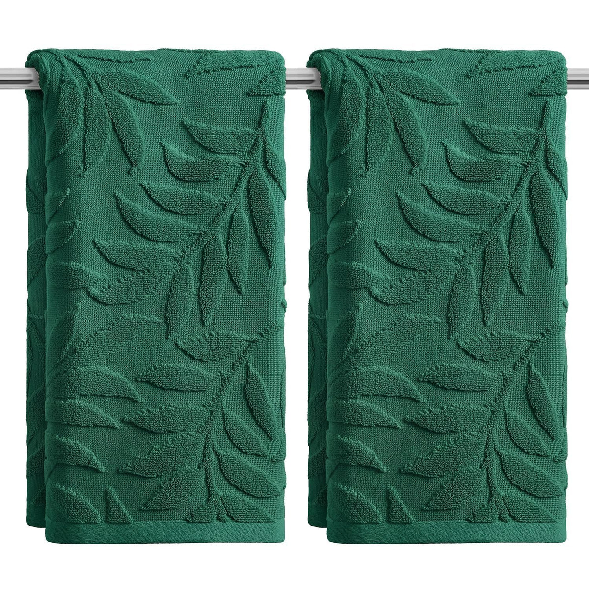 Artoid Mode 2 Pcs Beige 3D Leaves Jacquard Hand Towels for Bathroom, 100% Cotton Soft Absorbent Bathroom Decor Towels, 13.7 x 29.5 Inch
