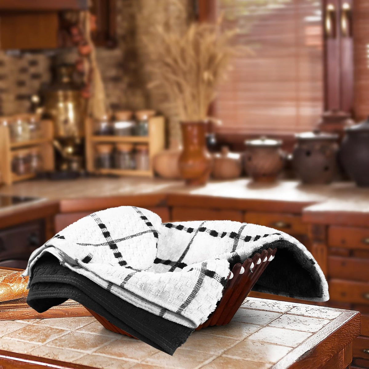 Utopia Kitchen Towels 12 Pack 15x25 Inch 100% Cotton Popcorn Terry
