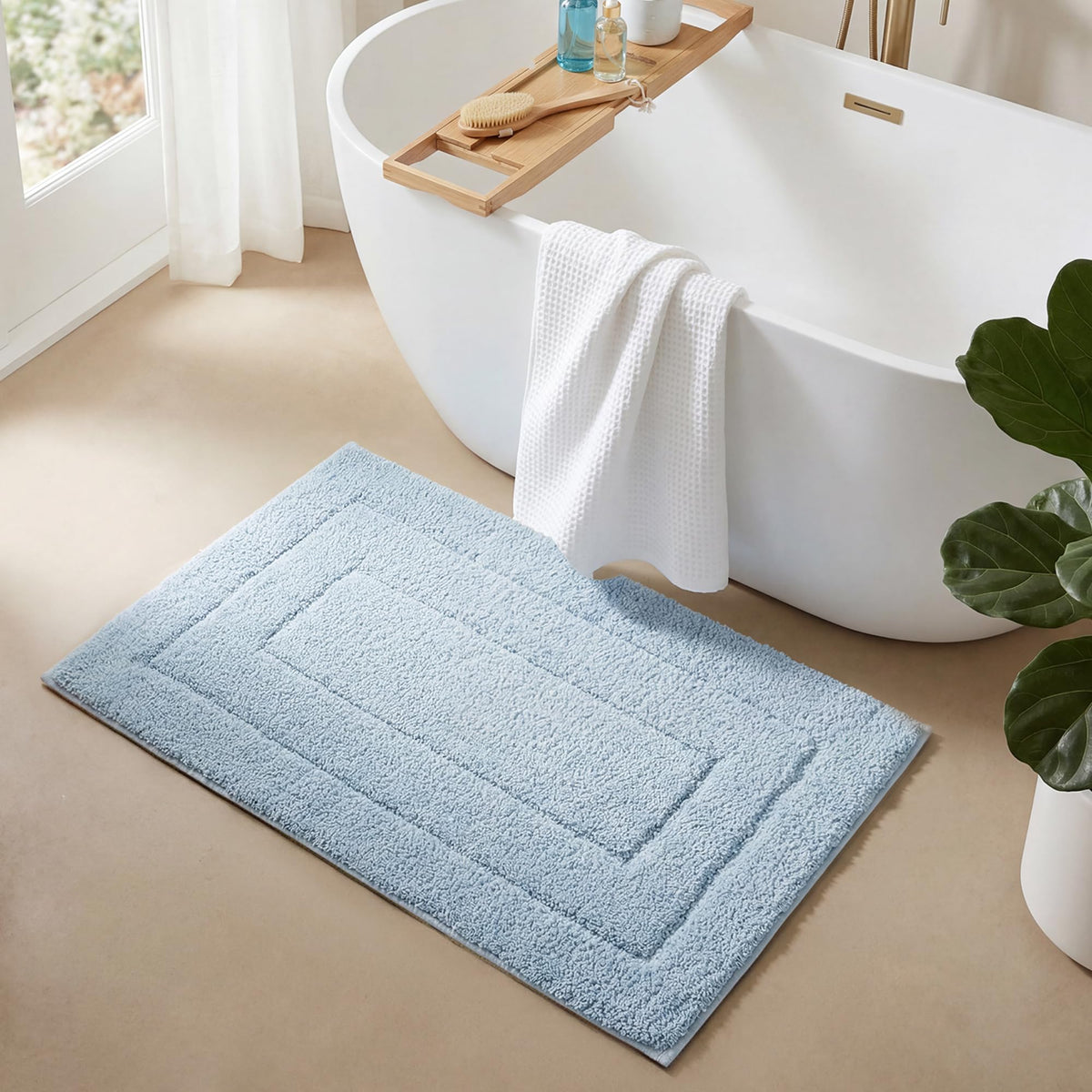 GRANNY SAYS Gray Bathroom Rug 20" x 30", Non-Slip Microfiber Bath Mat