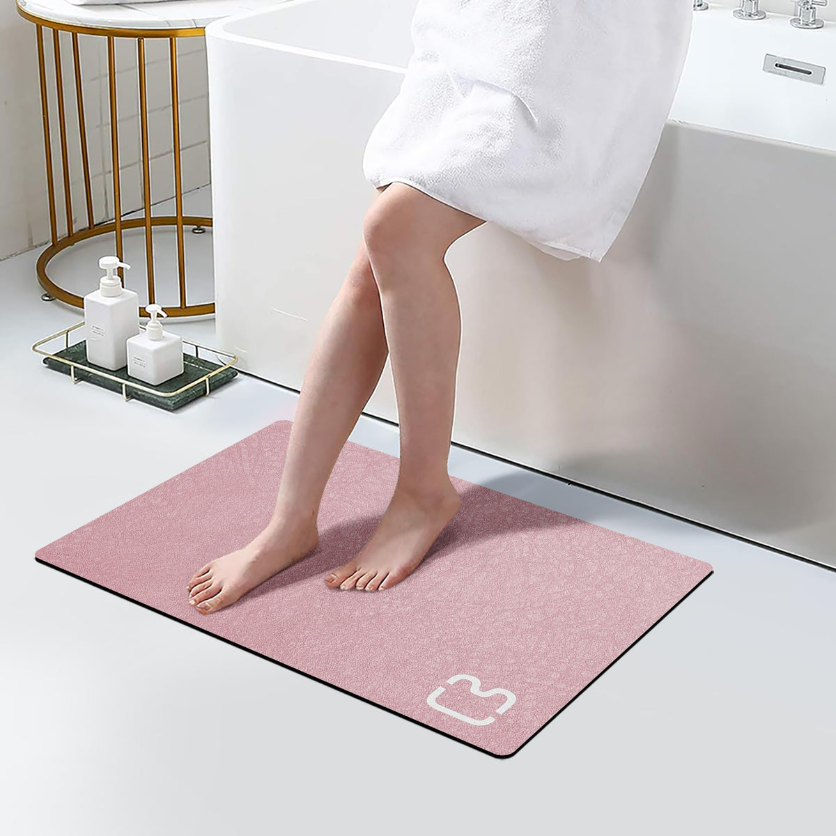 Diatomaceous Earth Bath Mat Stone Bath Mats for Bathroom,15.7"x23.6",Grey