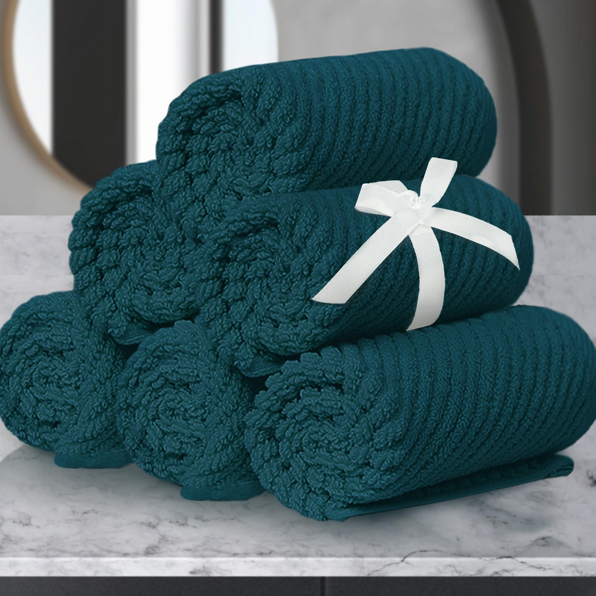 VOOVA & MOVAS 6PC Towel Set, 100% Cotton, Dark Grey