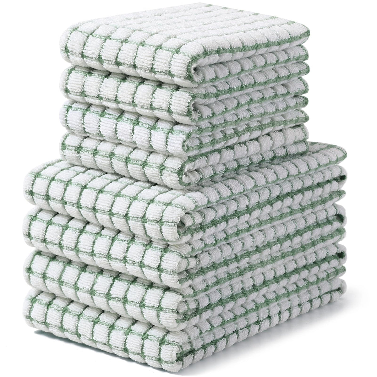 Homaxy Kitchen Towels and Dishcloths Set, Set of 8, Blue/Yellow/Red/Green