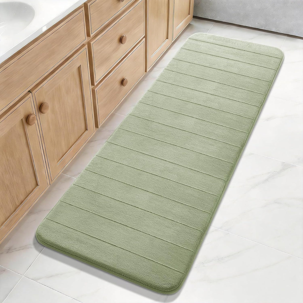 Yimobra Memory Foam Bath Mat, Super Soft Absorbent Bathroom Rug Non Slip, Quick Dry, Machine Washable Floor Carpet for Tub Shower, Home Decor Accessories, 24x17, Grey