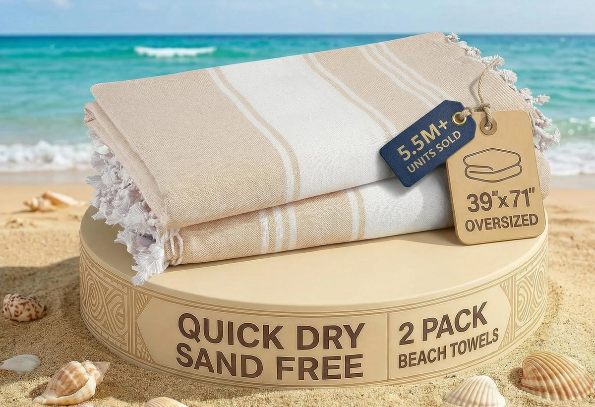 LANE LINEN Turkish Towels 6 Pcs, Beach Towels Oversized, Soft - Beach Party