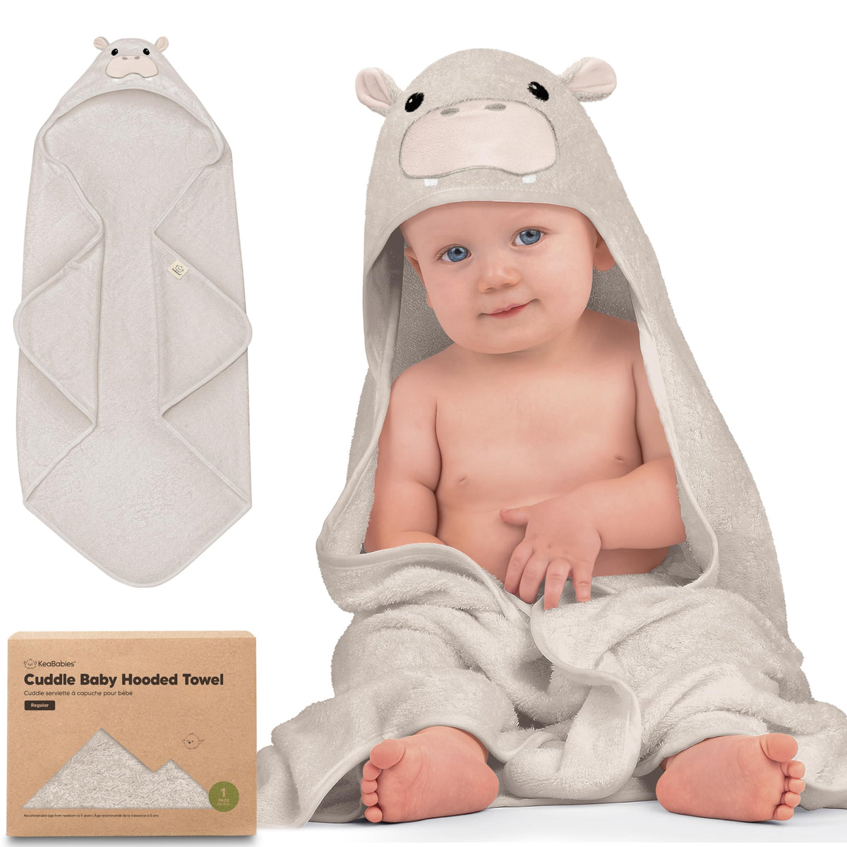 KeaBabies Hooded Baby Towel for Newborn, Baby Bath Towels (Duck, 35x35)