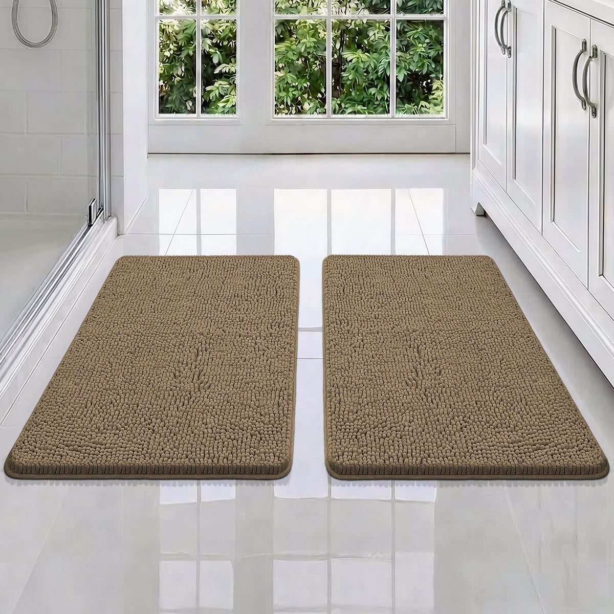 Bcoimo Small Bath Rug Mat,Sage Chenille High Absorbent Bathroom Floor Mats