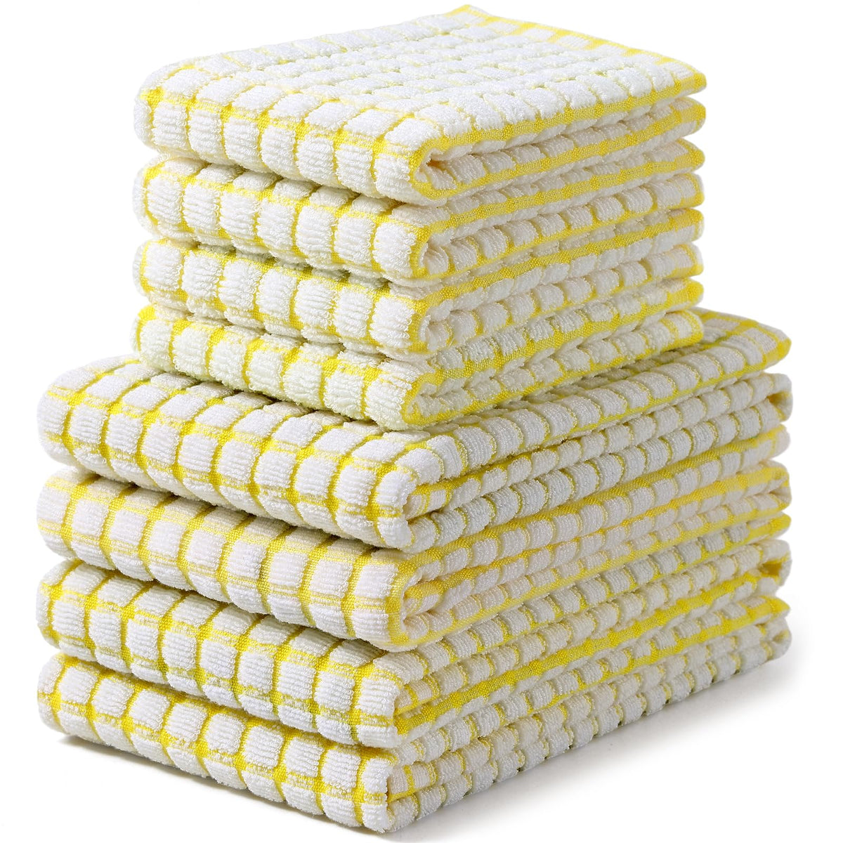 Homaxy Kitchen Towels and Dishcloths Set, Set of 8, Blue/Yellow/Red/Green