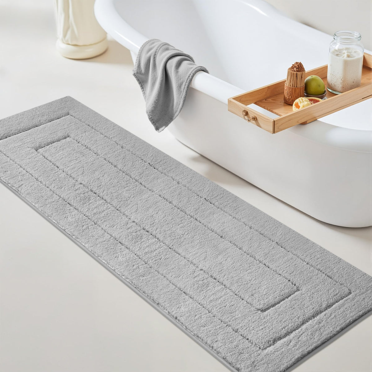 GRANNY SAYS Gray Bathroom Rug 20" x 30", Non-Slip Microfiber Bath Mat
