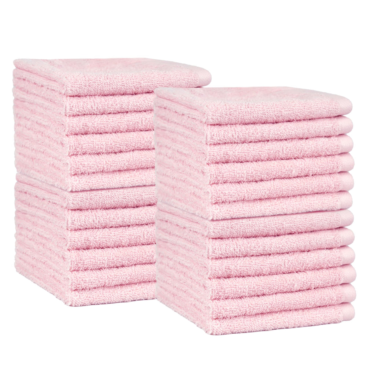 Amazon Basics Fast Drying Cotton Washcloths for Bathroom, Machine Washable, Soft and Highly Absorbent, 12 x 12 in, White, 24-Pack