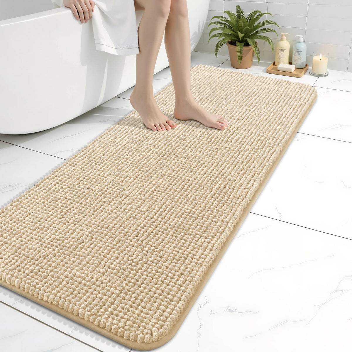 Arotive Chenille Bathroom Rugs 30x20, Soft Absorbent Bath Mat, Grey