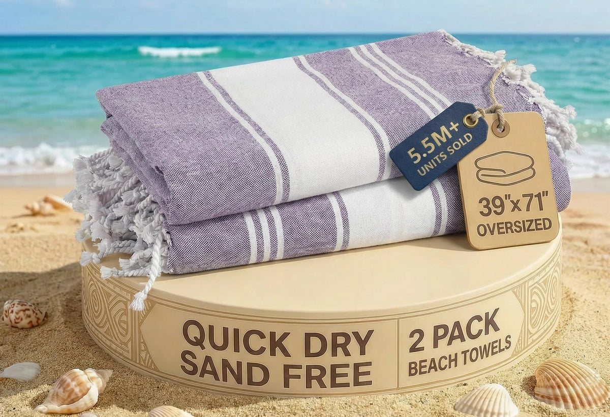 LANE LINEN Turkish Towels 6 Pcs, Beach Towels Oversized, Soft - Beach Party