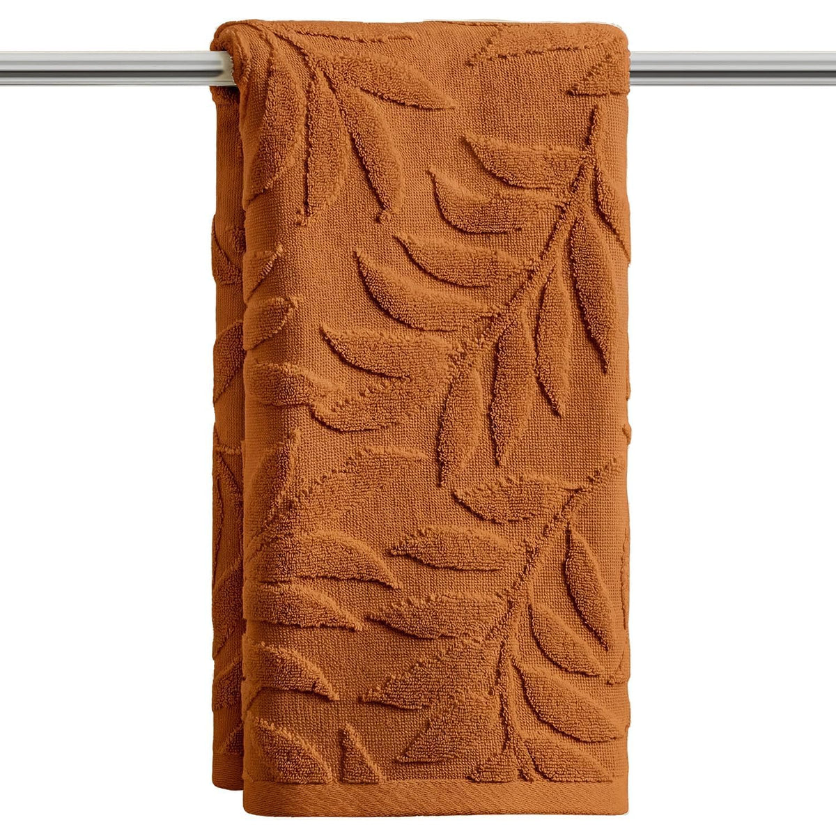 Artoid Mode 2 Pcs Beige 3D Leaves Jacquard Hand Towels for Bathroom, 100% Cotton Soft Absorbent Bathroom Decor Towels, 13.7 x 29.5 Inch