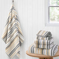 VOOVA & MOVAS Yellow Bathroom Towels 3 Pack, 100% Cotton, Gray Striped