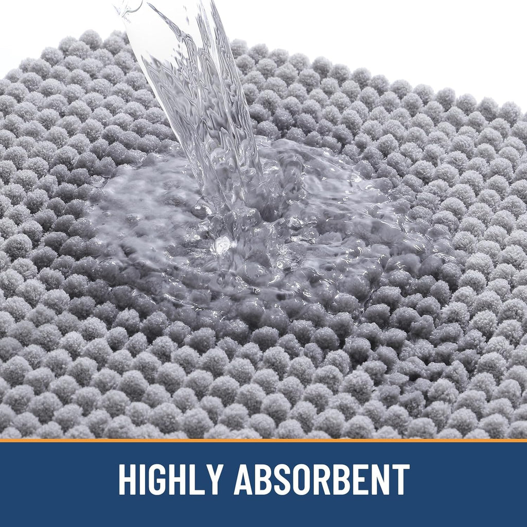 Arotive Chenille Bathroom Rugs 30x20, Soft Absorbent Bath Mat, Grey
