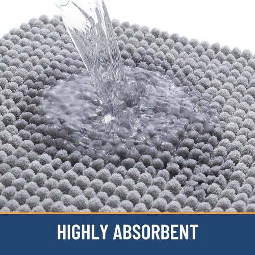 Arotive Chenille Bathroom Rugs 30x20, Soft Absorbent Bath Mat, Grey