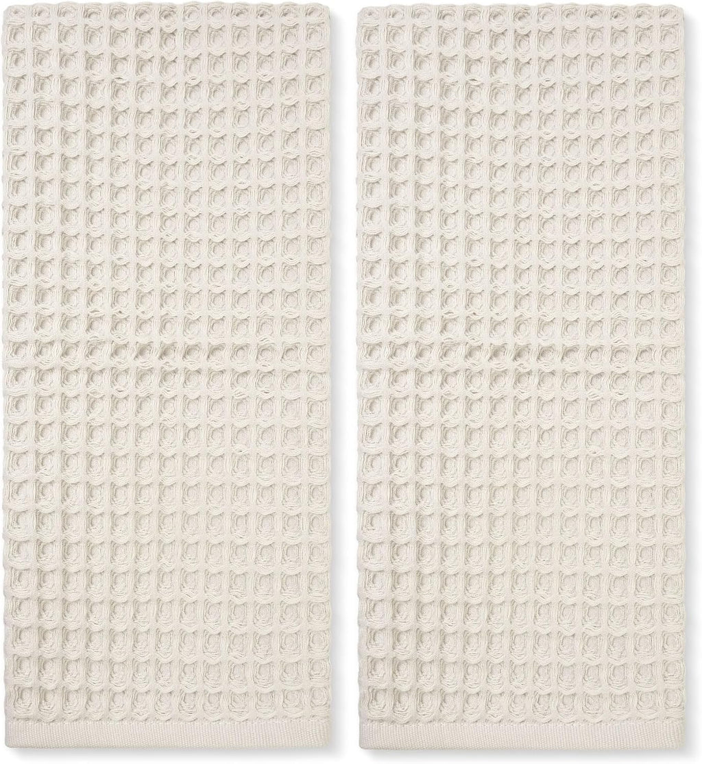Jacquotha Waffle Hand Towels 2-Piece (Mist White) – Cotton, Quick Dry, Lint Free, 13” x 29”