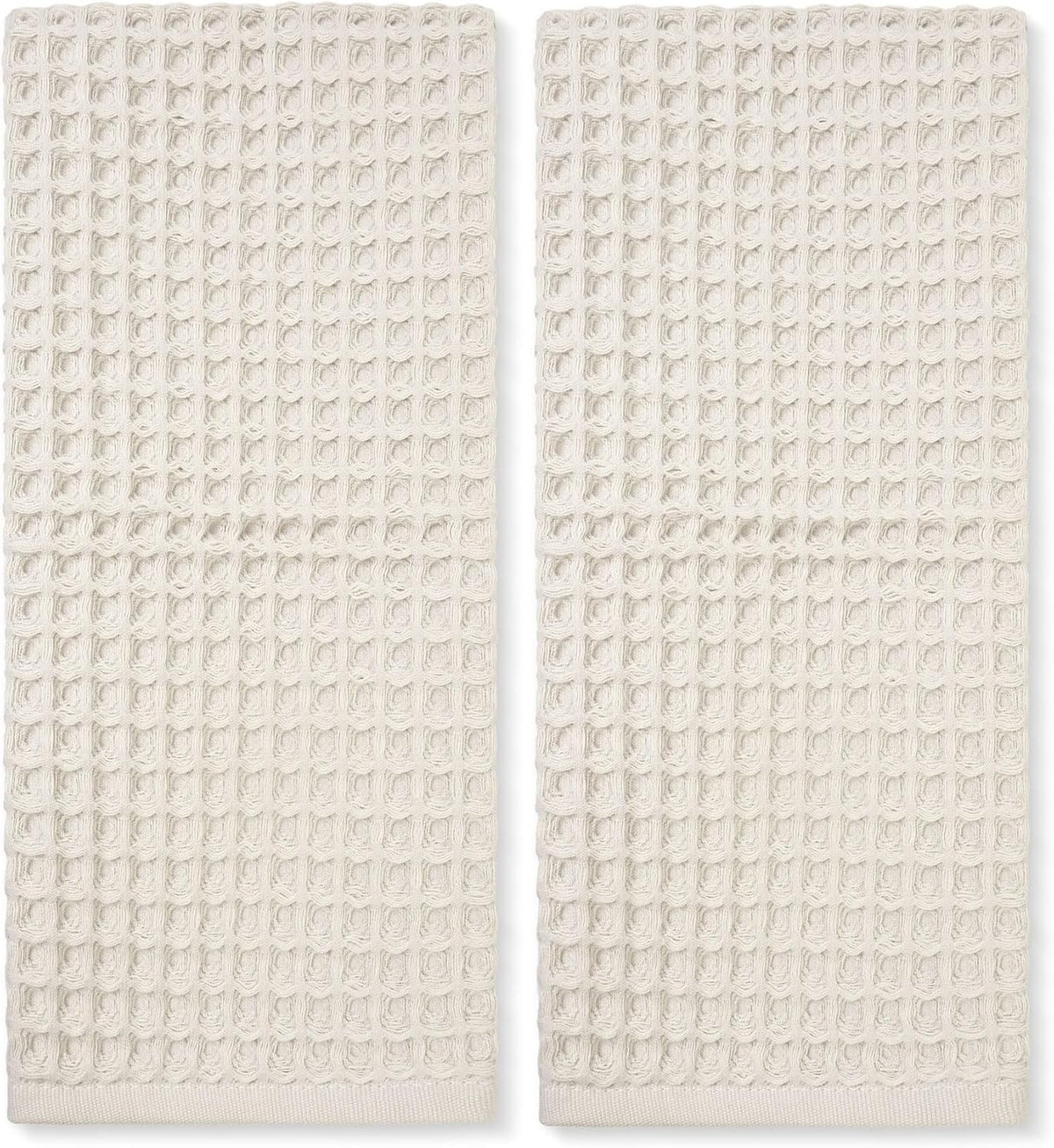 Jacquotha Waffle Hand Towels 2-Piece (Mist White) – Cotton, Quick Dry, Lint Free, 13” x 29”