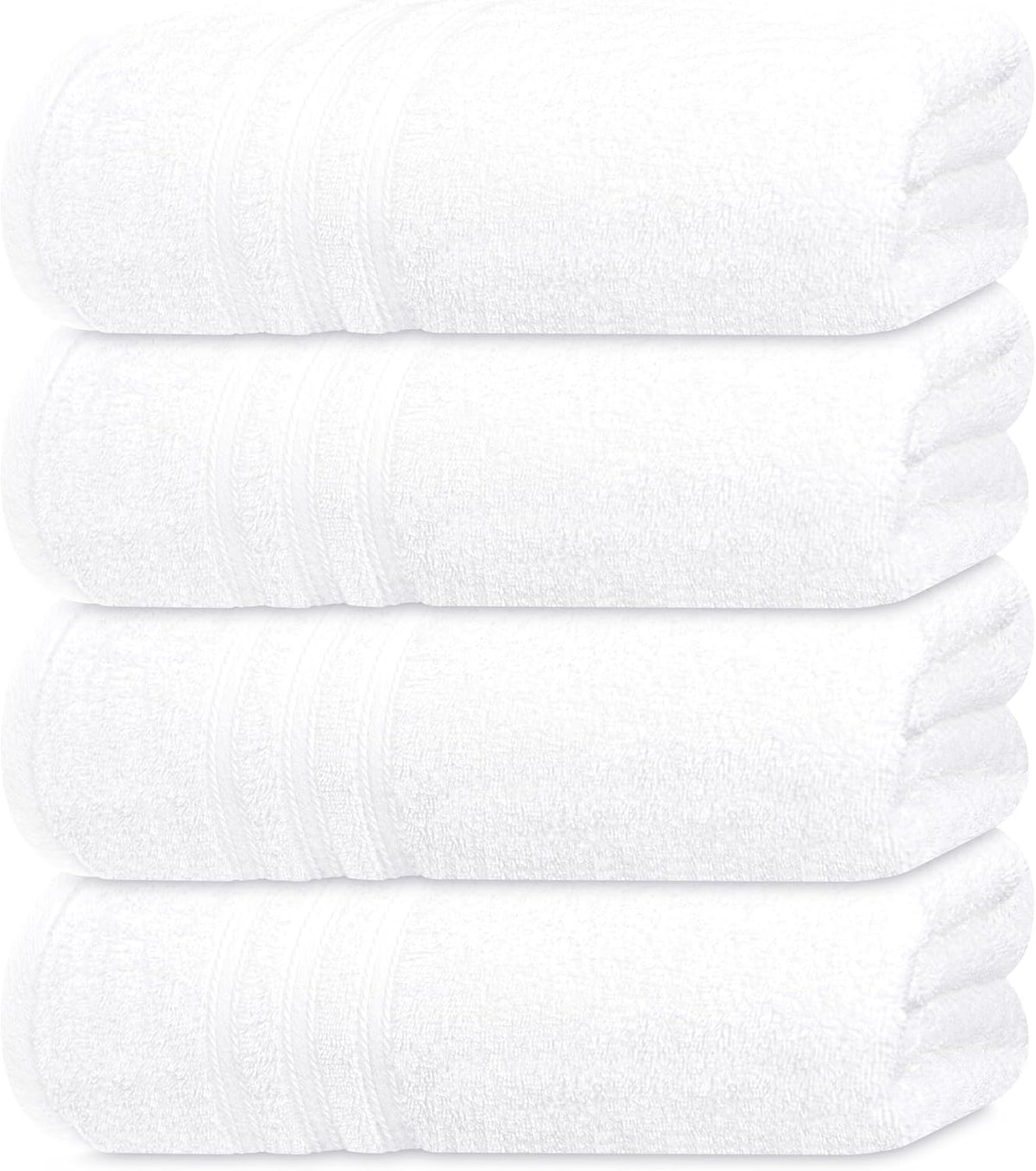 Tens Towels 4 Piece Bath Towels 27x54 Inches, White