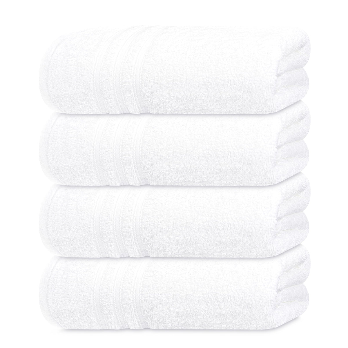 Tens Towels 4 Piece Bath Towels 27x54 Inches, White