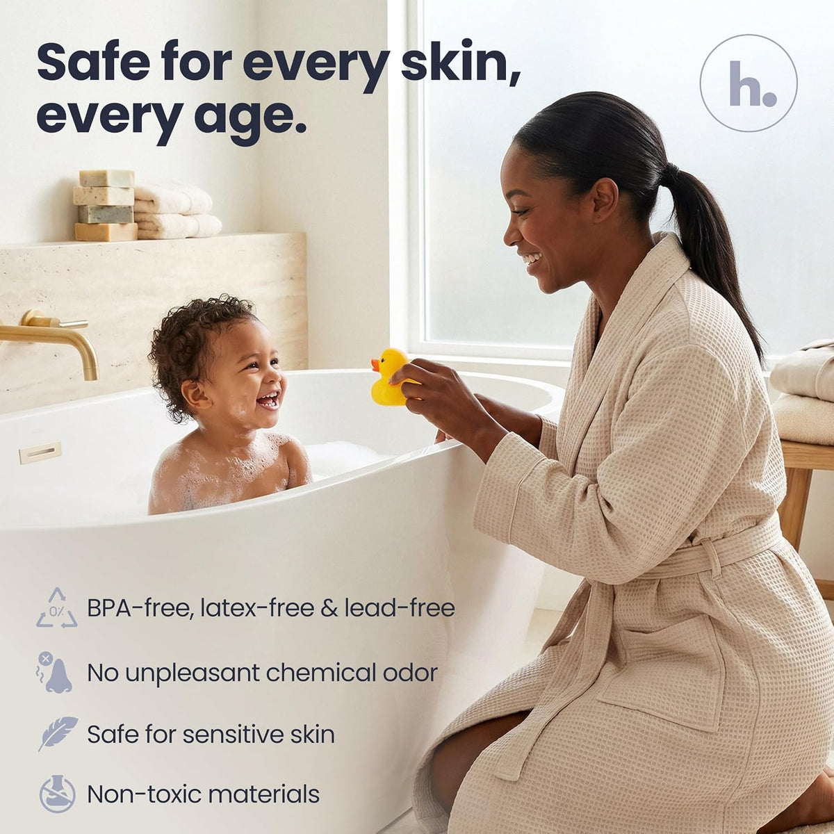 homerella Bathtub Mat Non Slip 35x16 Shower Mat Non Slip Anti Mold BPA Free
