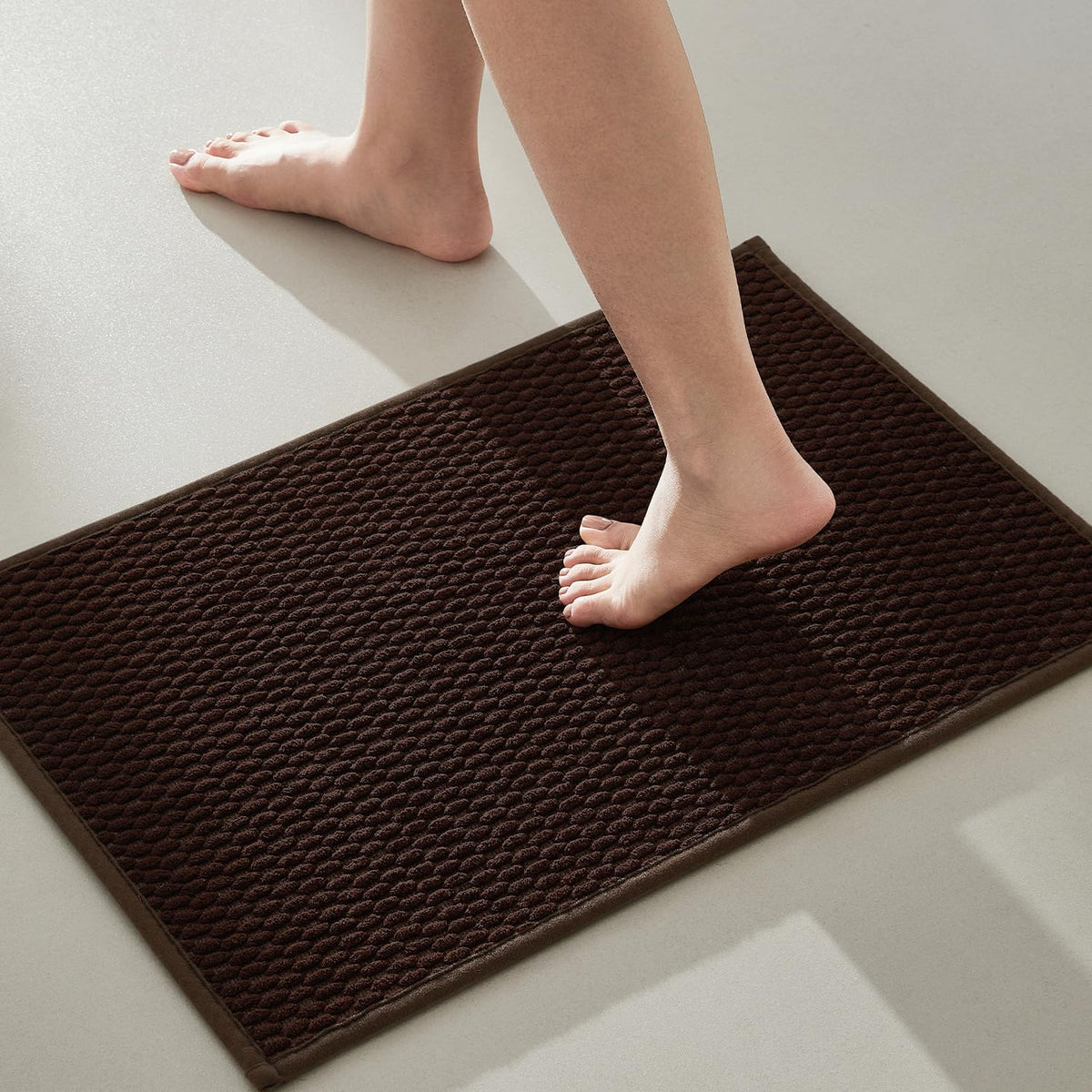 TYUU Bathroom Rugs Non Slip Washable, Super Absorbent Thin Bath Mat Small Quick Dry Low Pile Bathroom Rug, Dark Grey 16"x24"