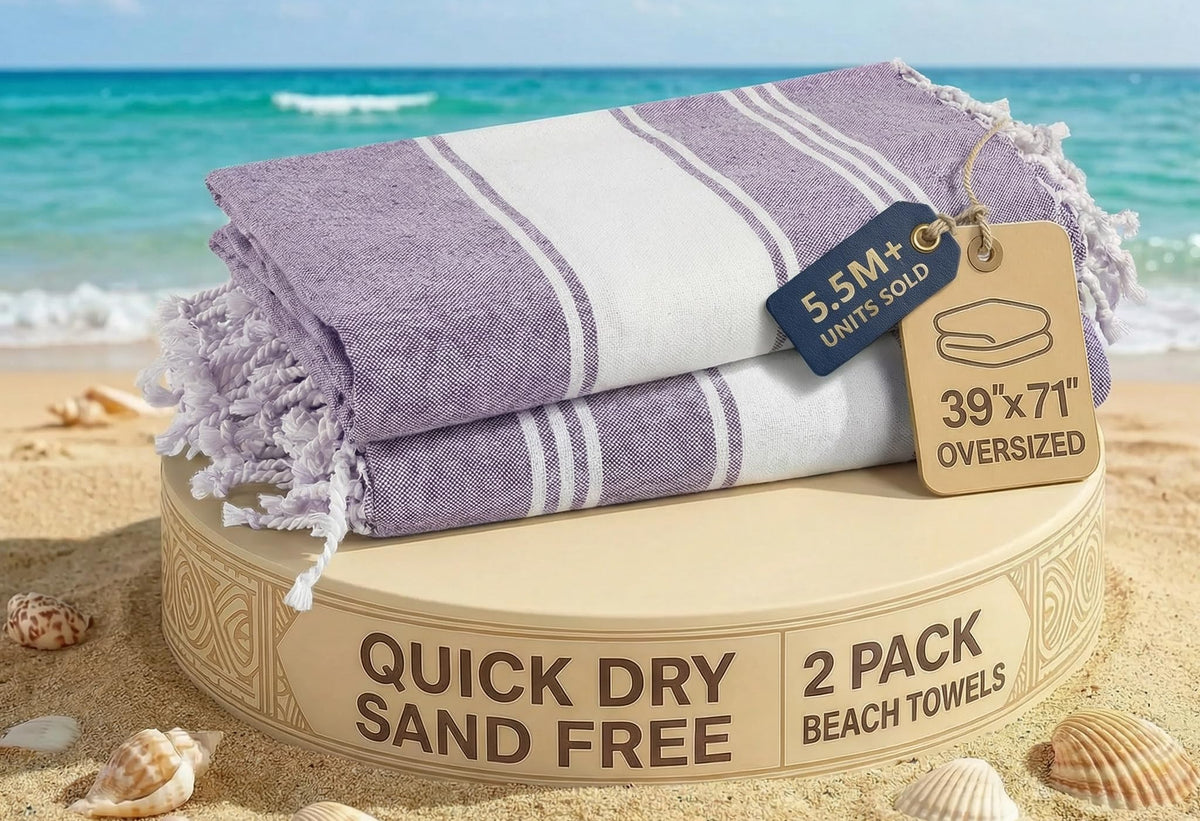 LANE LINEN Turkish Towels 6 Pcs, Beach Towels Oversized, Soft - Beach Party