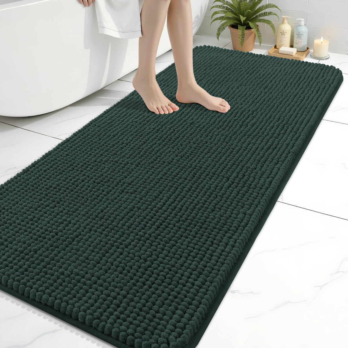Arotive Chenille Bathroom Rugs 30x20, Soft Absorbent Bath Mat, Grey
