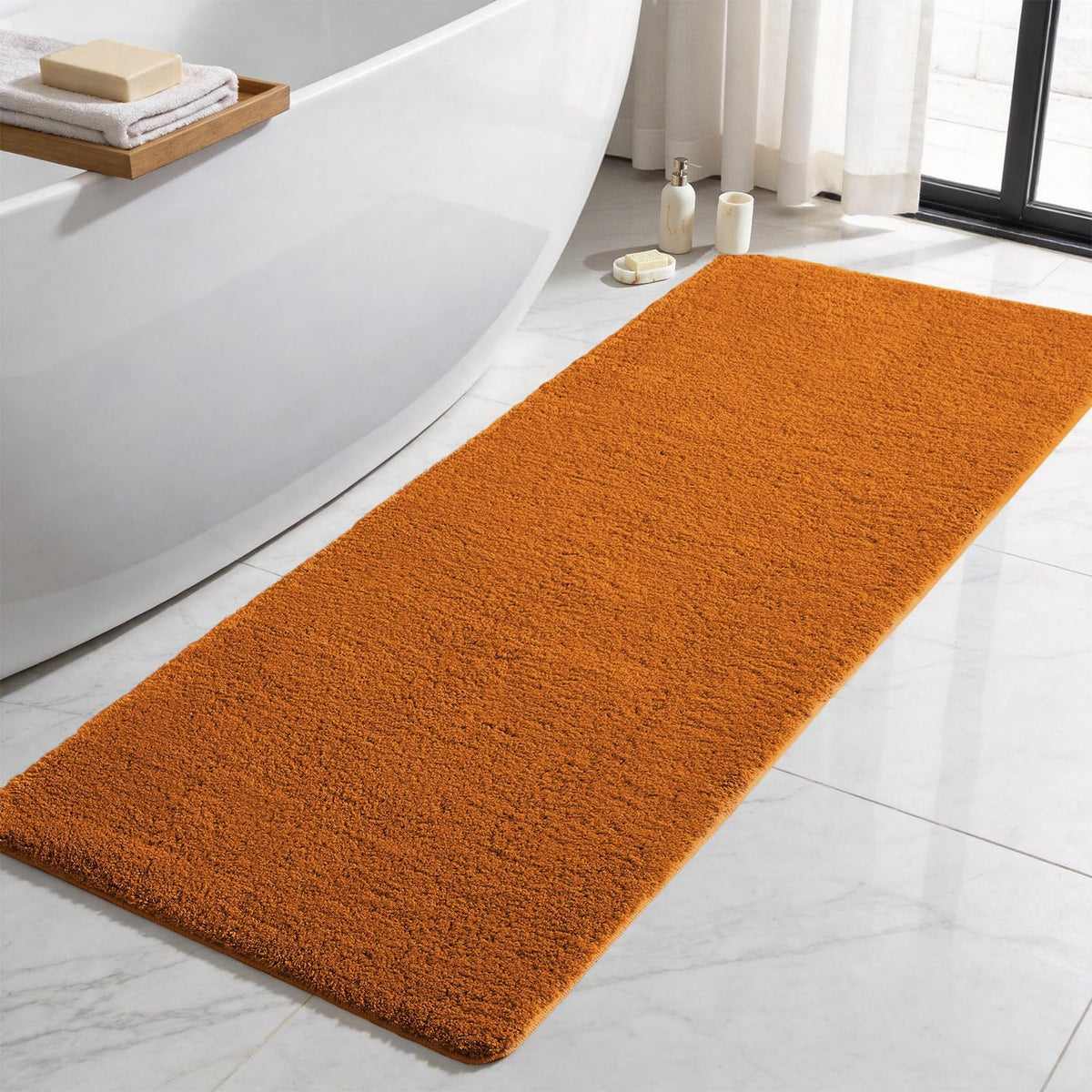 TYUU Navy Blue Bathroom Rugs, Ultra Soft Bath Rugs Non Slip Washable, Super Absorbent Quick Dry Small Bath Mat with Rubber Backing for Bathroom Floor, Shower, or Sink, Navy Blue 16" x 24"