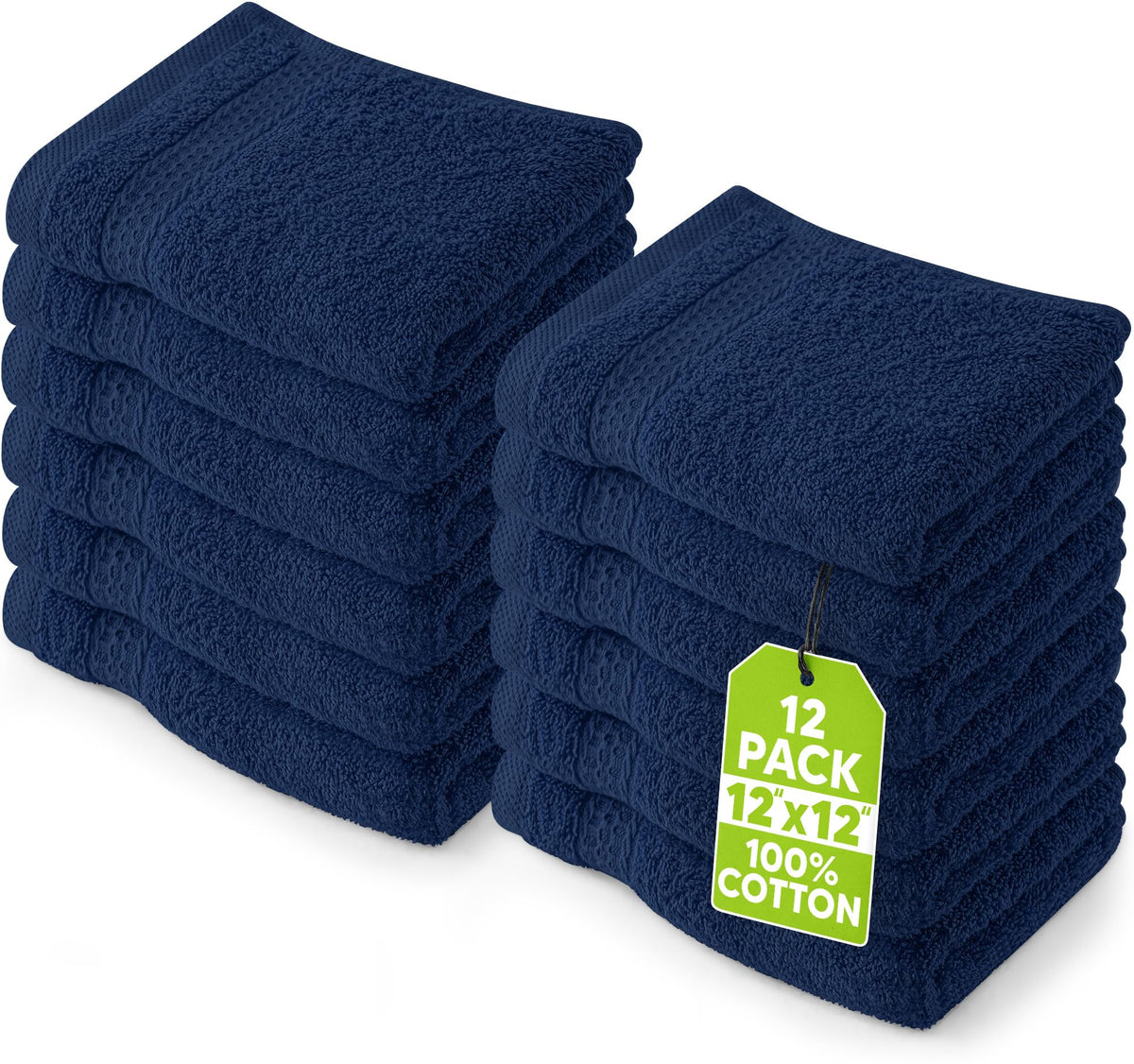 Utopia Towels 12 Pack Premium Wash Cloths, 12x12 in, 100% Cotton, White