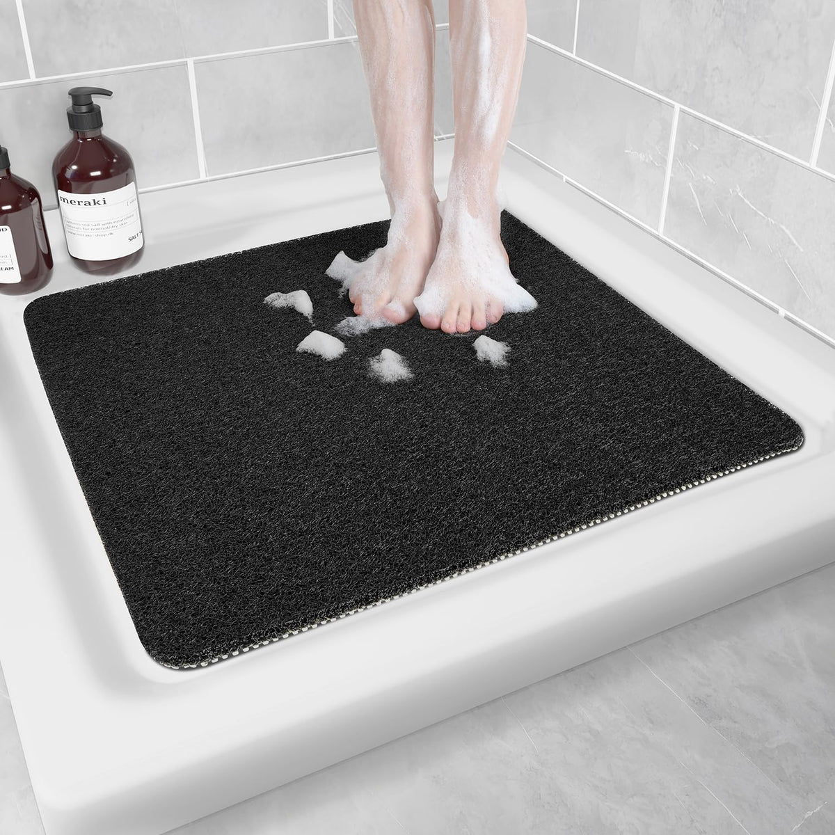 Hargiis Non Slip Bathtub Mat, Anti Slip Shower Mat, Fast Drying Bath Tub Mats, Foot Scrubber Mat, Anti Slip Mat for Tub, Floor, Bathroom, Home, Kitchen, Hotel (Grey 24"x16")