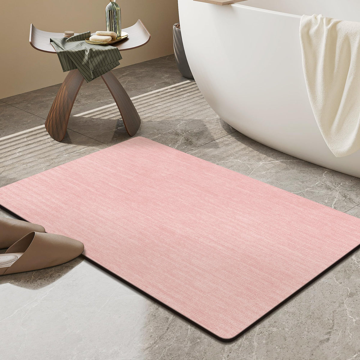 Mecko Bath Mat 16"x24",Ultra Thin Bathroom Rug fit Under Door Light Grey